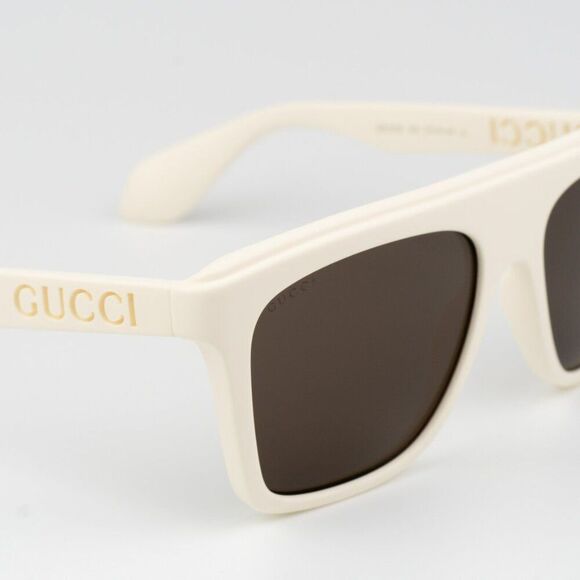 NEW Gucci GG1570S 003 Matte White Brown Unisex Pilot Sunglasses GG 1570S - Picture 6 of 9